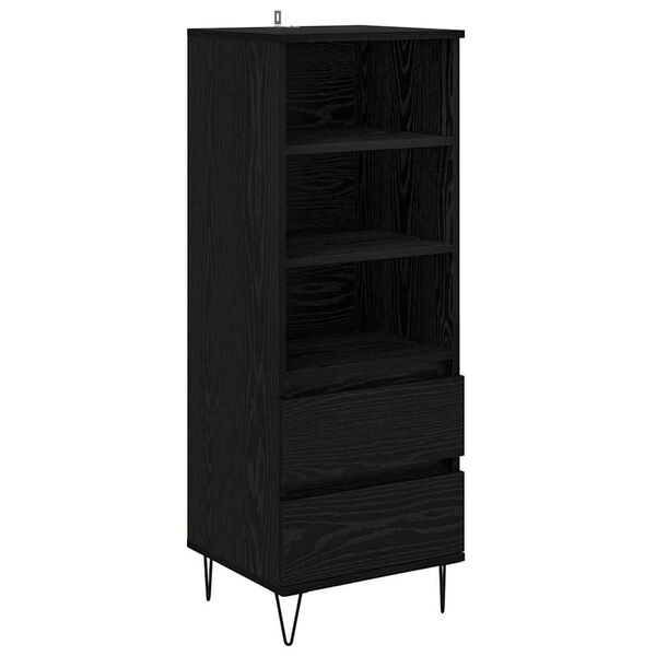 vidaXL Highboard Crni hrast 40 x 36 x 110 cm Konstruirano drvo