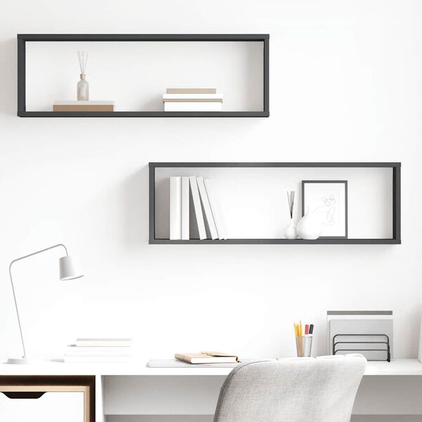 vidaXL Kockaste zidne police 2 kom sive 80x15x26,5cm konstruirano drvo