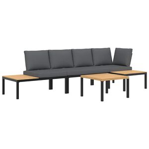 vidaXL 4-dijelni set vrtnih sofa s jastucima crni aluminijski