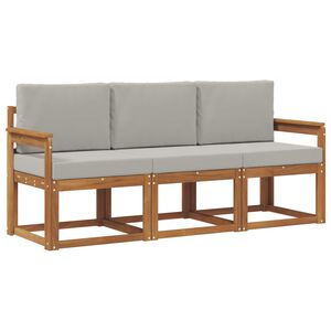 vidaXL Set vanjskih sofa s jastukom 3 pcs Prirodna i svijetlo siva