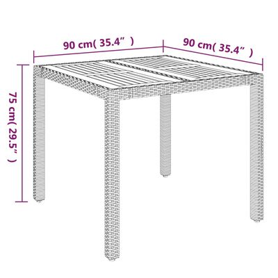 vidaXL Vrtni stol s drvenom pločom crni 90 x 90 x 75 cm od poliratana