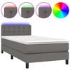 vidaXL Krevet box spring s madracem LED sivi 80x200 cm od umjetne kože