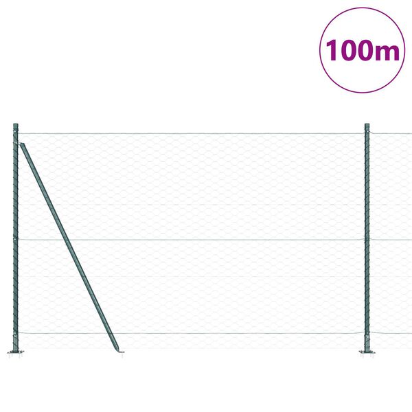 vidaXL Ograda s stupovima Zelena 1.6 x 100 m Čelik prekriven PVC-om
