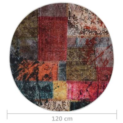 vidaXL Perivi tepih s patchworkom φ 120 cm raznobojni protuklizni