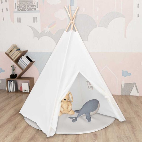 vidaXL Dječji &scaron;ator tipi od breskvine kore bijeli 120 x 120 x 150 cm