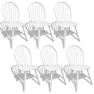 vidaXL Blagovaonske stolice od masivnog drva kaučukovca 6 kom bijele