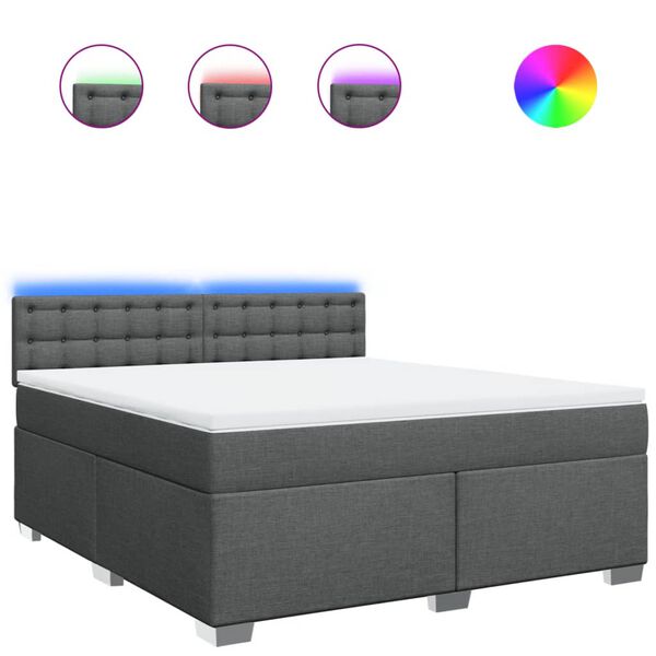 vidaXL Okvir kreveta s oprugama i madrac svjetlosivi 180x200cm tkanina