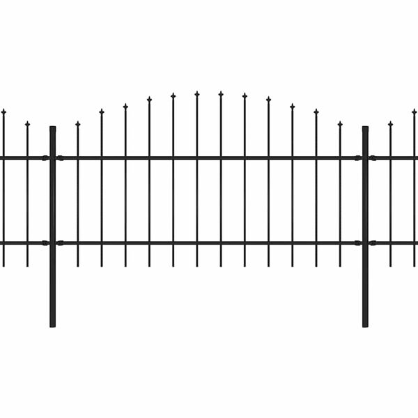 vidaXL Vrtna ograda s vrhom koplja Čelik 1781,5 x 125 cm Crna