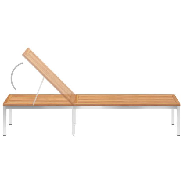 vidaXL Ležaljka za sunčanje od masivne tikovine i nehrđajućeg čelika