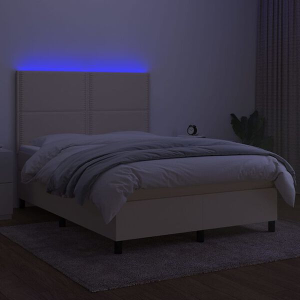 vidaXL Krevet box spring s madracem LED krem 140x200 cm od tkanine
