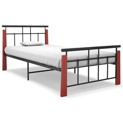 vidaXL Okvir za krevet od metala i masivne hrastovine 100 x 200 cm