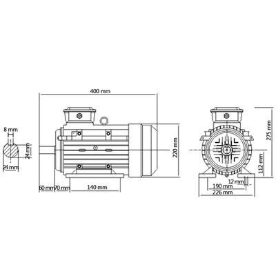 vidaXL Trofazni električni motor aluminijski 4 kW / 5,5 KS 2840 o/min