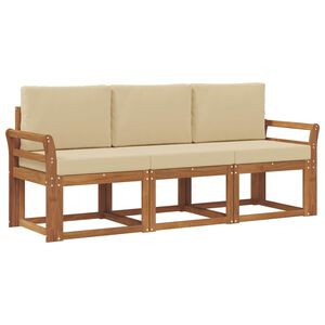 vidaXL Set vanjskih sofa s jastukom 3 pcs Prirodna i bež