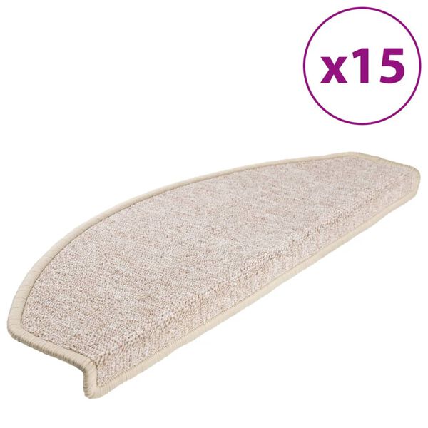 vidaXL Prostirke za stepenice 15 kom 65x24x4 cm taupe poluokrugle velike