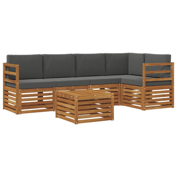 vidaXL Setovi sofa 6 pcs Prirodna i antracit Čvrsto drvo akacije
