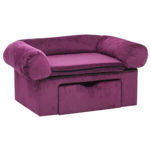 vidaXL Sofa za pse s ladicom bordo 75 x 50 x 38 cm plišana