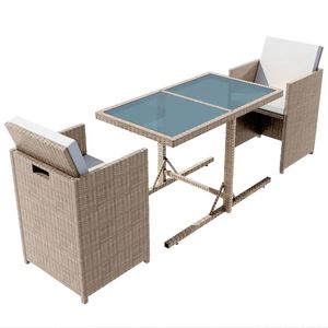 vidaXL 3-dijelni bistro set od poliratana s jastucima bež
