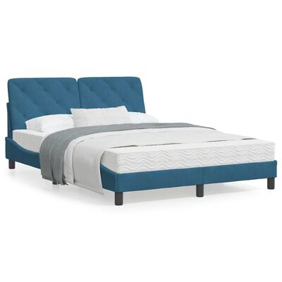 vidaXL Okvir kreveta s LED svjetlima plavi 120 x 200 cm baršunasti