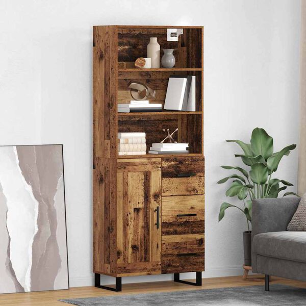 vidaXL Highboard Staro drvo 69,5 x 34 x 180 cm Konstruirano drvo