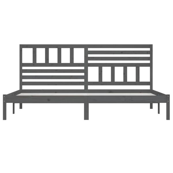 vidaXL Okvir za krevet od masivne borovine sivi 200 x 200 cm