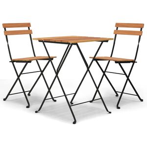 vidaXL 3-dijelni sklopivi bistro set od masivne tikovine i čelika