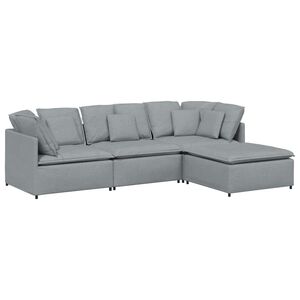 vidaXL Modularna sofa s podnožjem i jastucima, tkanina, svijetlo siva