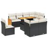 vidaXL 9-dijelni set vrtnih sofa s jastucima crni od poliratana