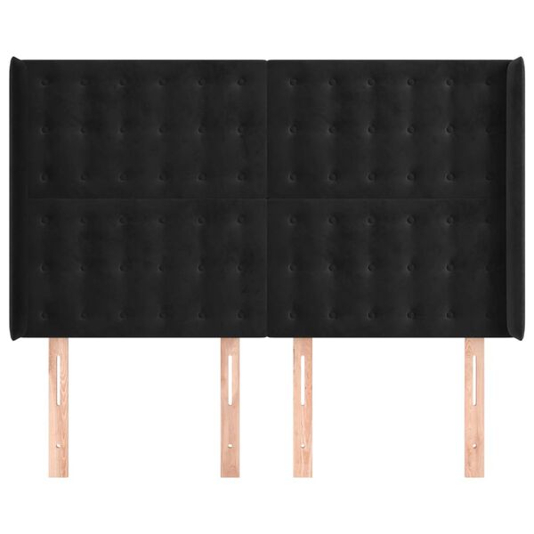 vidaXL Uzglavlje s u&scaron;ima crno 147x16x118/128 cm bar&scaron;unasto