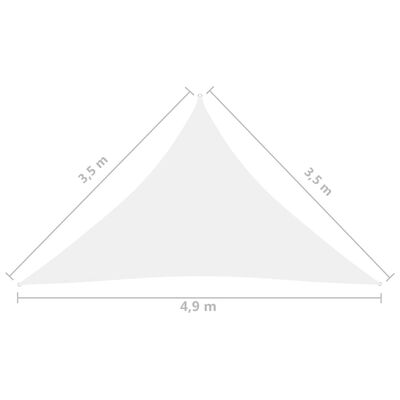 vidaXL Jedro protiv sunca od tkanine trokutasto 3,5x3,5x4,9 m bijelo