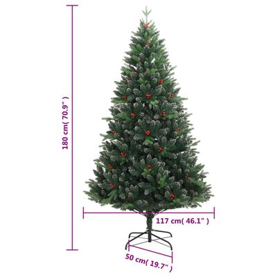 vidaXL Umjetno božićno drvce 300 LED sa šarkama i kuglicama 180 cm