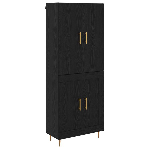 vidaXL Highboard Zidne Crni hrast 69,5 x 34 x 180 cm Konstruirano drvo