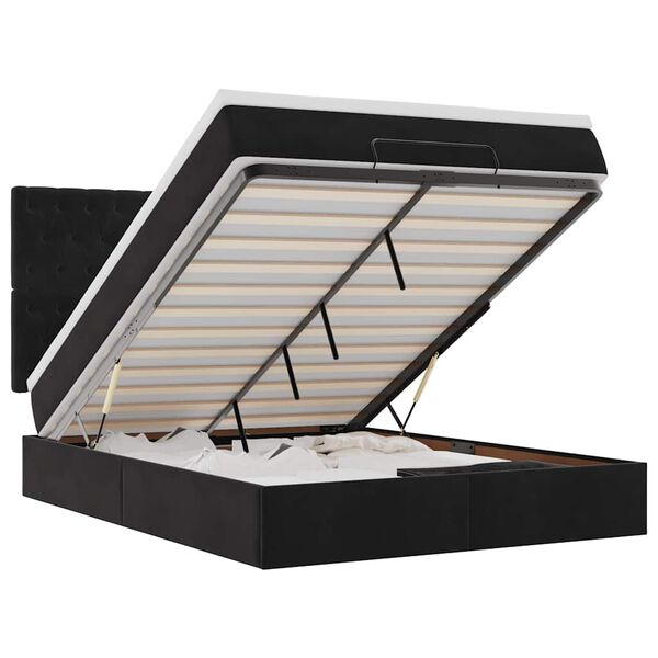 vidaXL Otomanski krevet s madracima&LED crni 140x190 cm bar&scaron;unasti