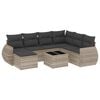 vidaXL 8-dijelni set vrtnih sofa od poliratana s jastucima svjetlosivi