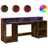 vidaXL Radni stol s LED svjetlima boja hrasta 200x55x91 cm drveni