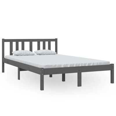 vidaXL Okvir za krevet od masivnog drva sivi 120 x 200 cm