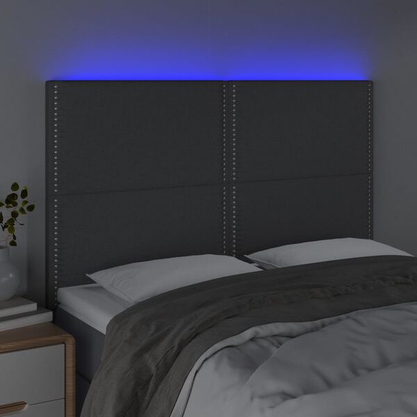 vidaXL LED uzglavlje tamnosivo 144x5x118 cm od tkanine