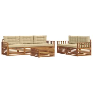 vidaXL Set vanjskih sofa 6 kom. 5-sjedala Prirodna i bež