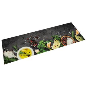vidaXL Kuhinjski tepih perivi s uzorkom začina 45 x 150 cm bar&scaron;unasti