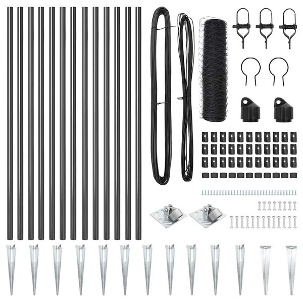 vidaXL Stup za ogradu Siva 25 x 0,8 m (mreža od 50 mm) Čelik i PVC