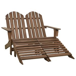 vidaXL Vrtni dvosjed Adirondack od jelovine s otomanom smeđi