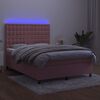 vidaXL Krevet box spring s madracem LED ružičasti 140x190cm bar&scaron;unasti