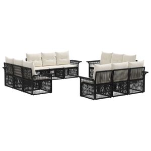 vidaXL Sjedeća garnitura za vrt 12 pcs Crna poliratan