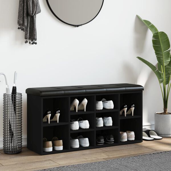 vidaXL Klupa za cipele crna 102 x 32 x 50 cm od konstruiranog drva