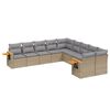 vidaXL 10-dijelni set vrtnih sofa s jastucima bež od poliratana