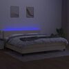 vidaXL Krevet box spring s madracem LED krem 200x200 cm od tkanine