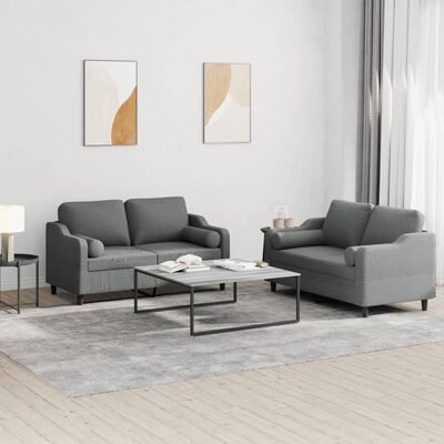 vidaXL 2-dijelni set sofa s jastucima tamnosivi od tkanine