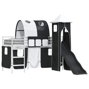 vidaXL Okvir Krevet za Dječji Loft Bijela i crna 74,5 x 190 cm Metal