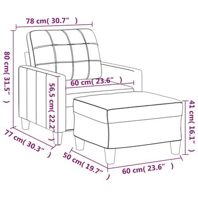 vidaXL Fotelja s tabureom smeđa 60 cm od umjetne kože