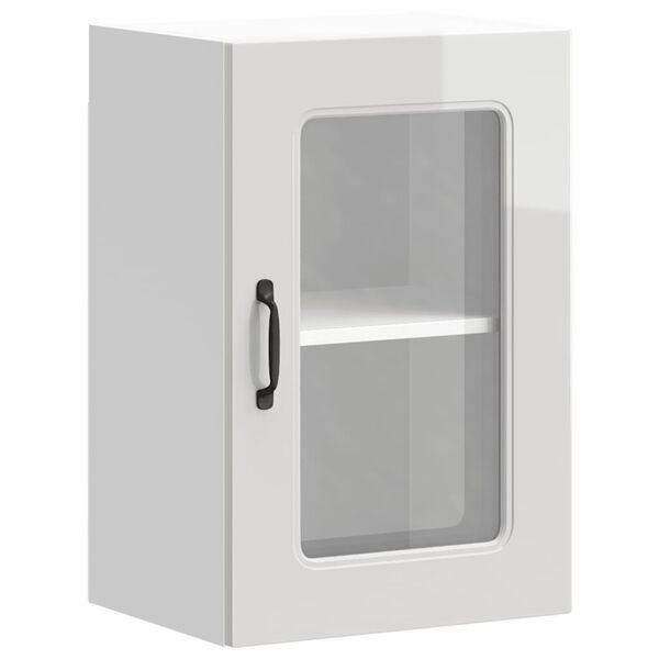 vidaXL Zidni kuhinjski ormarić sa staklenim vratima "Kalmar" visoki sjaj bijele boje inženjerskog drva