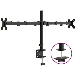 vidaXL Dvostruki nosač za monitor crni čelični VESA 75/100 mm